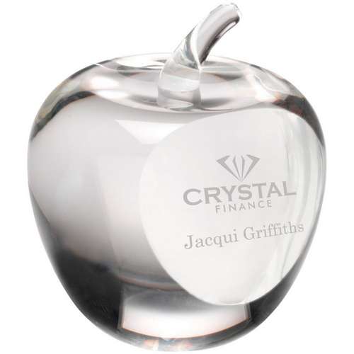 CLEAR GLASS 'APPLE' PAPERWEIGHT