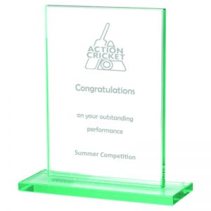 TP02-Cricket Rectangular Glass Trophy