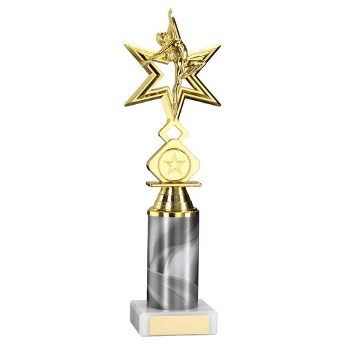 Gold Star Dance/Gym Pewter Column Trophy