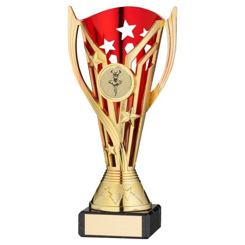 Gold/Red Plastic Dance Trophy Cup on Marble Base