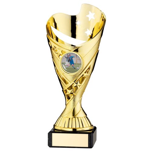 Gold Plastic Football Trophy on Marble Base