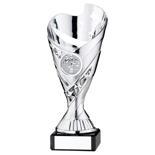 Silver Plastic Football Trophy on Marble Base