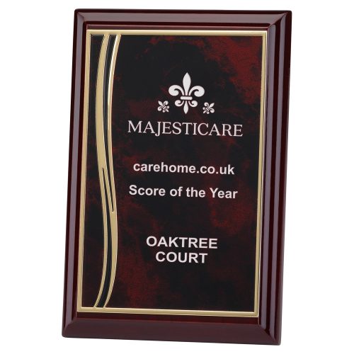 Rosewood Plaque with Red/Gold Aluminium Front