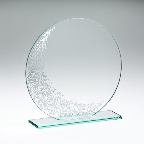 Jade Glass Round Award with Silver Edge Detail