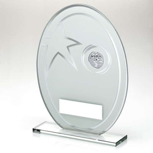 Football Glass Award with Silver Star Detail