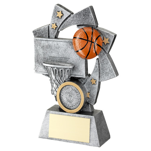 Basketball & Net Spiral Star Trophy
