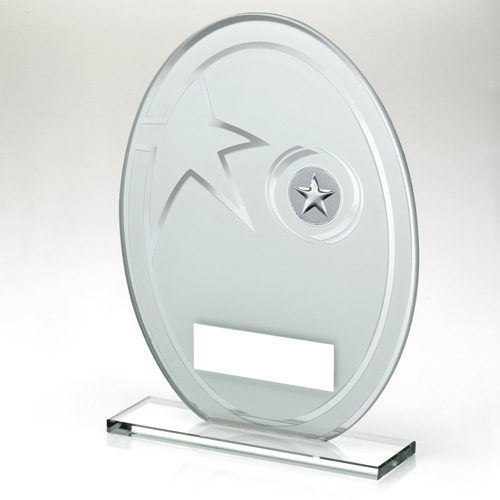 Oval Glass Award with Silver Star Detail