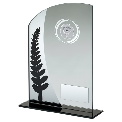 Oval Glass Award with Leaf Detail