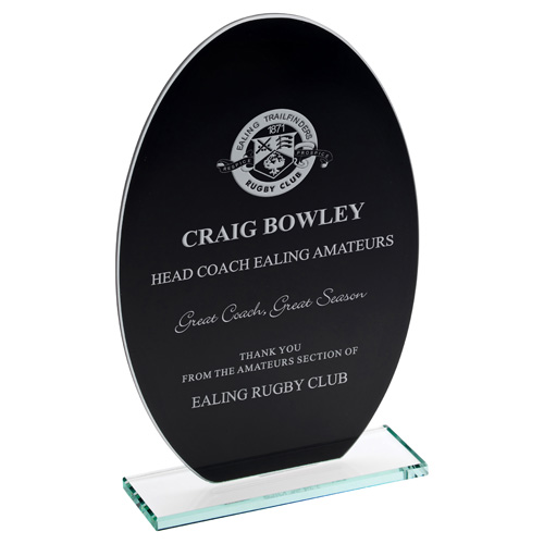 Black Backed Oval Glass Award